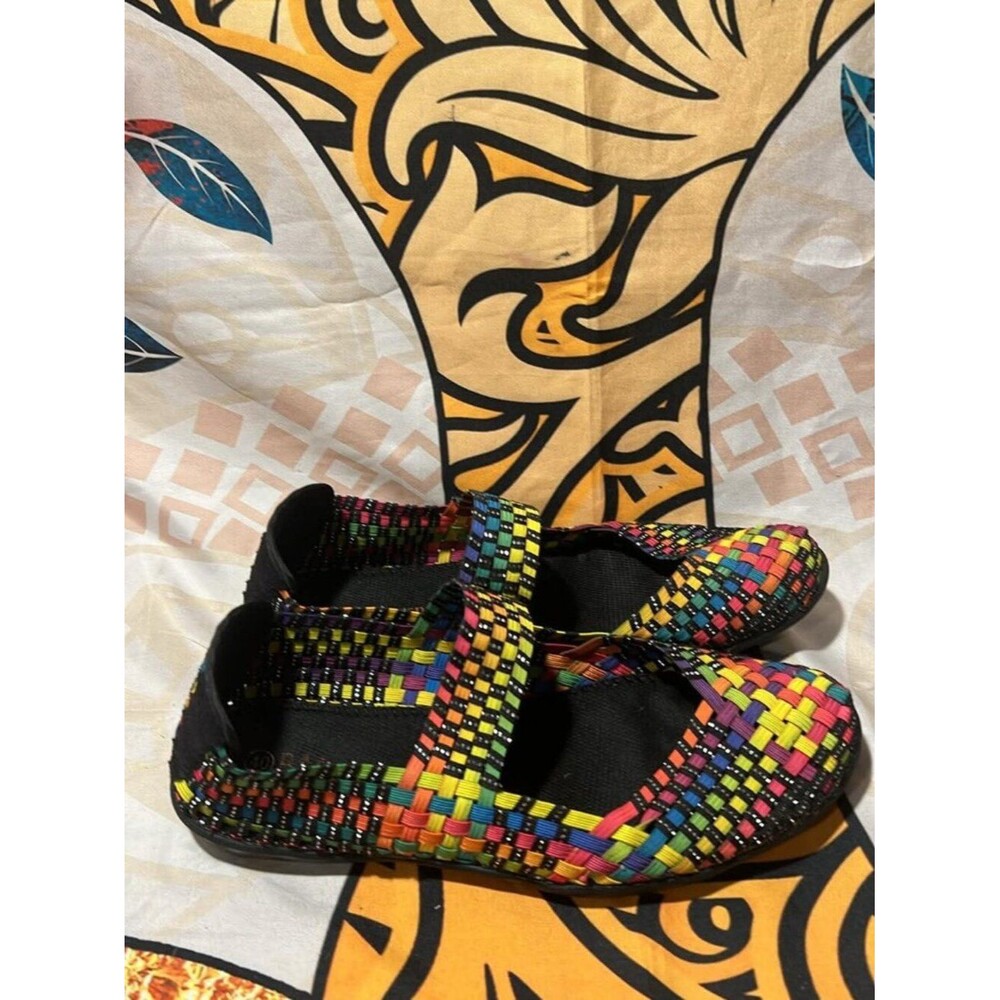 Bernie Mev Woven Elastic Flats Multicolor Comfort Shoes Size 40
